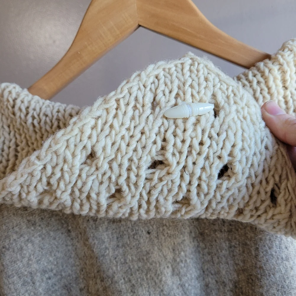 Artisan Made Wool Blanket Poncho - Picture 6 of 12